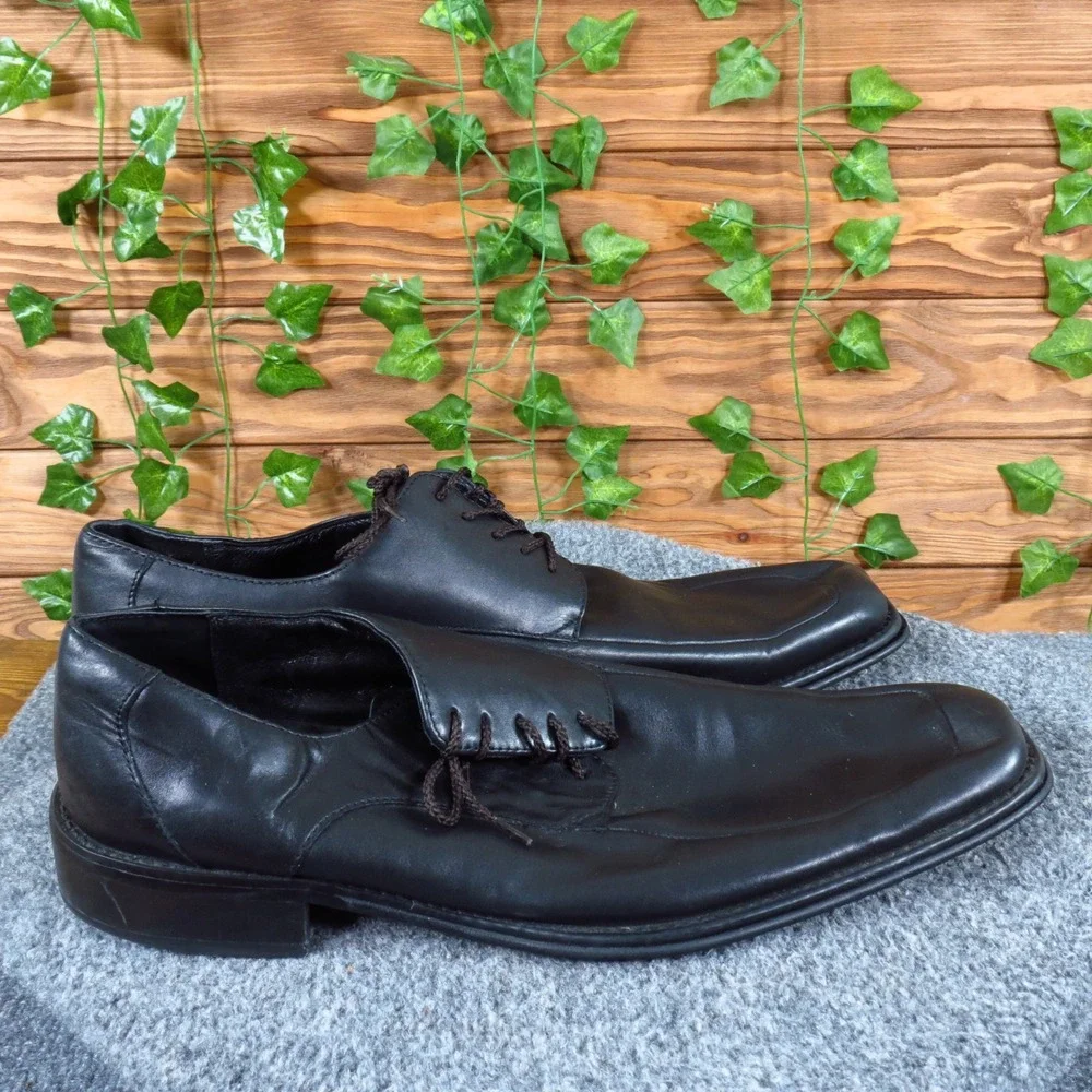 Kenneth Cole New York Living On Edge Men Oxford Size 11.5 Dress Black Leather‎